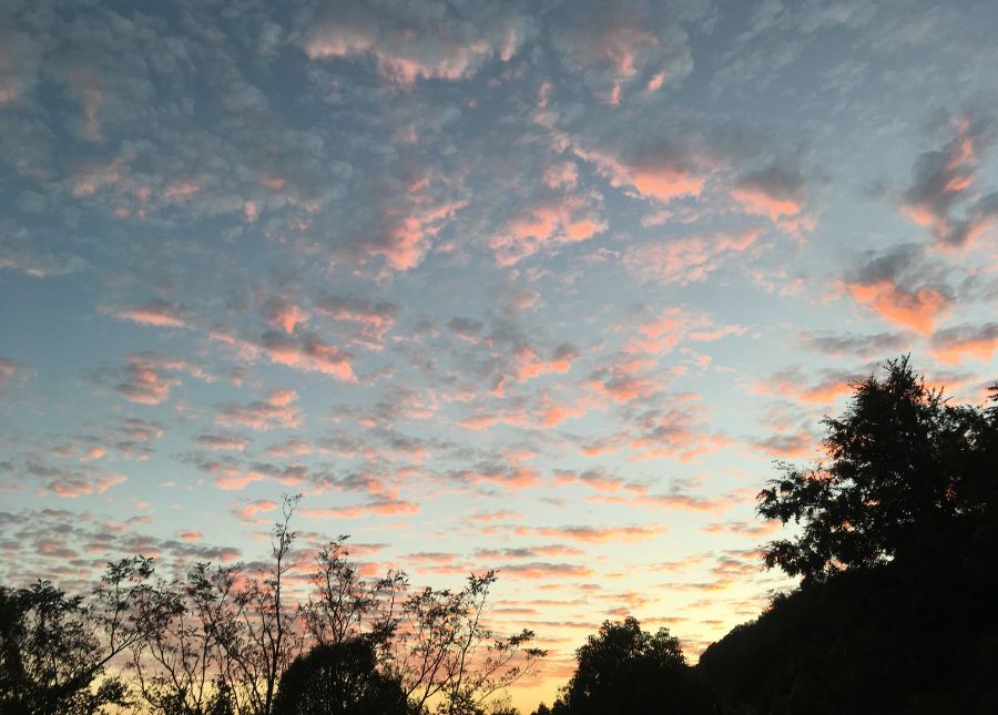 夕焼けの空に雲
